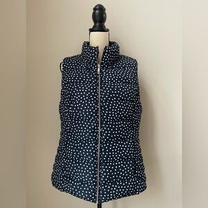 Tommy Hilfiger Navy and White Polka Dot Puffer Vest